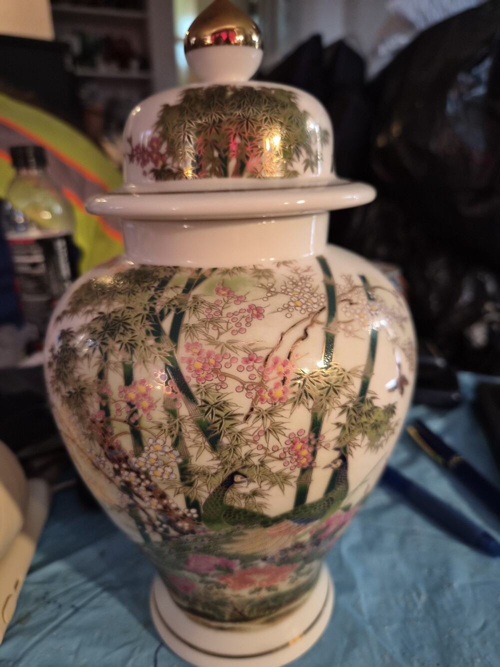 Vintage OMC Japanese Porcelain Ginger Jar With Handpainted...